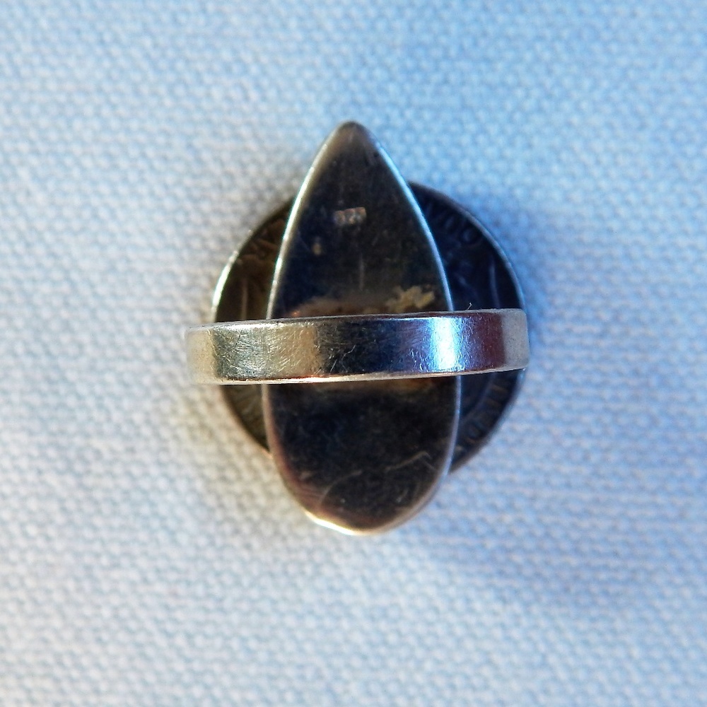 Sterling Blue White Porcelain Mehndhi Ring 8.5 - Picture 5 of 6